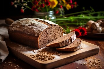 Organic Homemade Whole Wheat Bread, Generative AI - obrazy, fototapety, plakaty