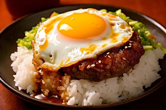美味しそうなロコモコ丼　with generative ai