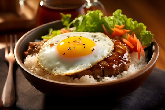 美味しそうなロコモコ丼　with generative ai