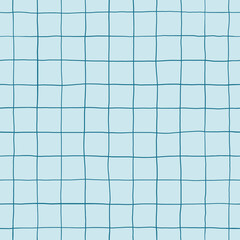Hand drawn checkered seamless pattern. Light blue