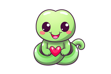 kawaii snakes sticker image, in the style of kawaii art, meme art isolated PNG