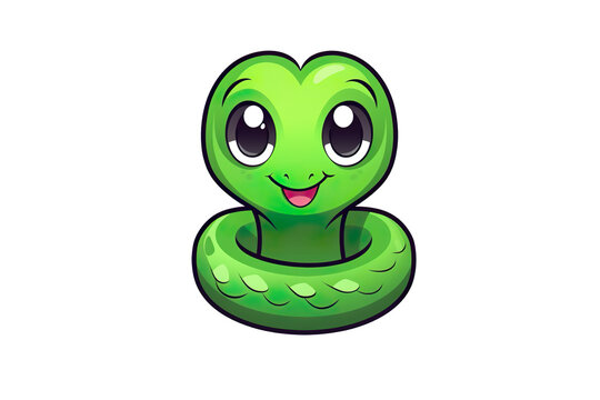 kawaii snakes sticker image, in the style of kawaii art, meme art isolated PNG