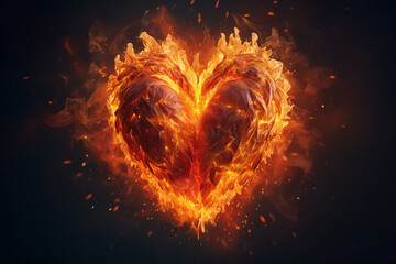 Fototapeta premium A blue and red hearts surrounded by radiant blue flames, Created using generative AI tools