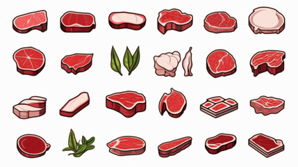 outline icons about meat