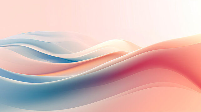 Digital waves of gentle and warm colors. Background of red and blue tones with copy space. Cyber mountains and the digital landscape. Illustration. Generative AI.