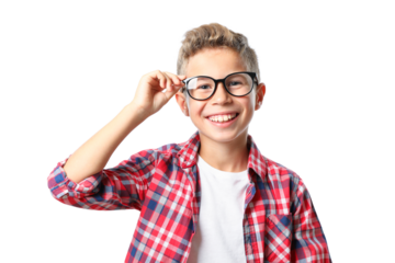 PNG,boy in glasses and shirt, isolated on white background