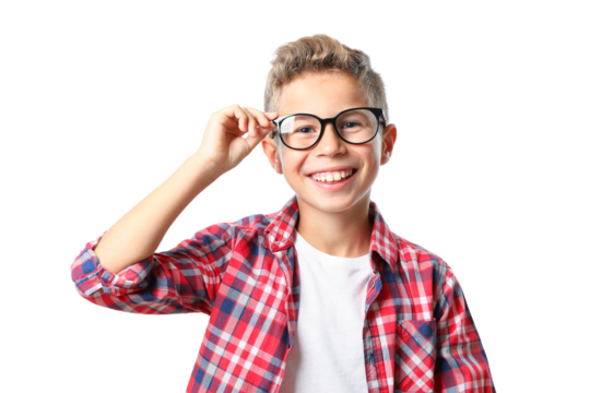 PNG,boy in glasses and shirt, isolated on white background
