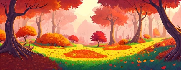 Obraz na płótnie Canvas Forest game background, generative ai