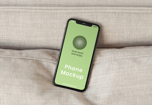 Smartphone on Pillow Mockup