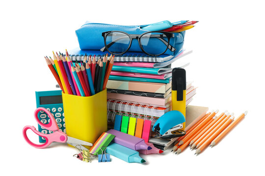 PNG,different school supplies, isolated on white background