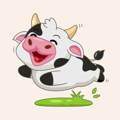 cute cow cartoon jumping