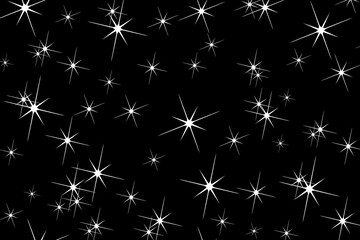 Abstract black background with randomly scattered shiny white stars	