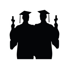 Student Graduating Silhouette Collection For Design Elements Templates