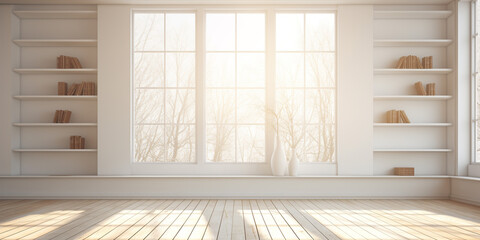 empty room with window Generative Ai