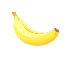 Banana on a clear background. Minimalist simple fruit illustration. Generative AI.