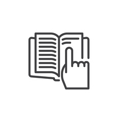 Hand touch book pages line icon