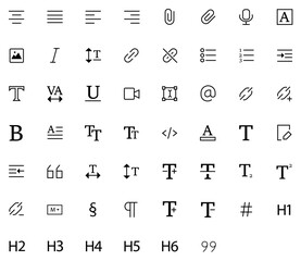 Vector document and text editing icon set.