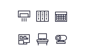 Set of office Icons. Simple line art style icons pack. Vector illustration