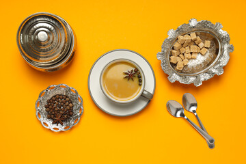 Traditional Indian hot drink with milk and spices - Masala tea