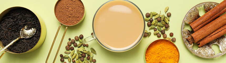 Traditional Indian hot drink with milk and spices - Masala tea