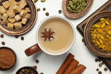 Traditional Indian hot drink with milk and spices - Masala tea