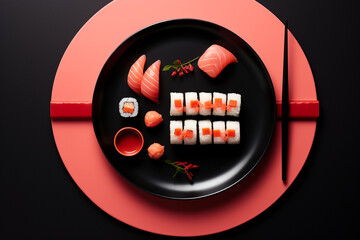 sushi set top view Generative Ai