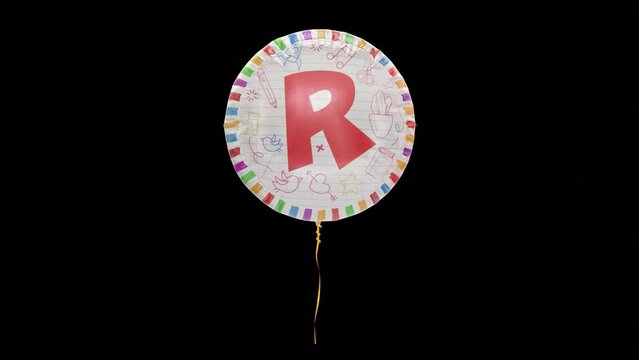 Helium Balloon With Letter - R. Loop Animation With Alpha Channel Prores4444.