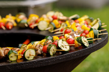 Grilled Vegetables: Raw Vegetables Prepared for Grilling with the Olive Oil, Herbs, and Spices.