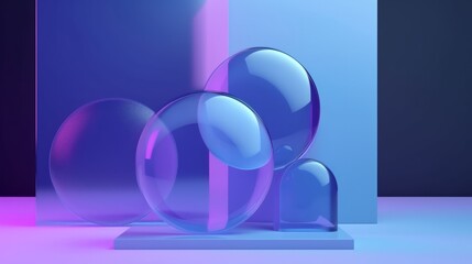 background of glasses glass cylinder object form with neon colour light abstract 3d object backdrop template design ideas,ai generate