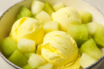 Tasty and fresh summer food - melon ice cream