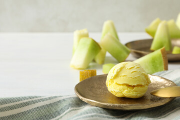 Tasty and fresh summer food - melon ice cream