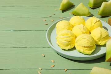 Tasty and fresh summer food - melon ice cream