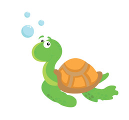 cute Sea Turtle Turquoise Oceanlife Vector Art
