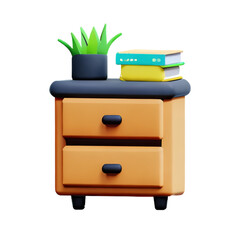 Wooden bedside table on white background