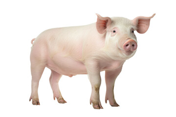 Fototapeta premium A domestic pig, isolated, white background, generative ai