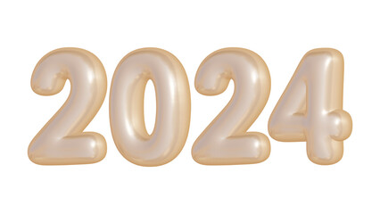 2024 number in 3d rendering for new year and calendar concept