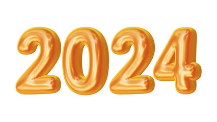2024 number in 3d rendering for new year and calendar concept