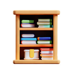 Modern bookshelf isolated with white background