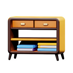 Modern bookshelf isolated with white background