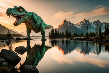 dinosaurs in the sunset