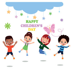 A poster for the children's day with the words happy children's day