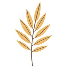 Fototapeta na wymiar Simple Autumn Twig with leaves. Hand drawn element for autumn decorative design, halloween invitation, harvest or thanksgiving. Vector illustration 