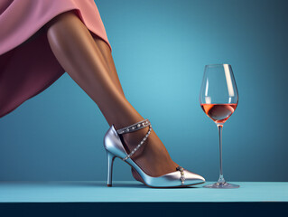Vine , legs and shoes at party end.  Party concept 