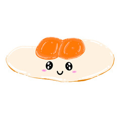 Cute Twin Fried Eggs Mascot Character Kawaii Cartoon illustration