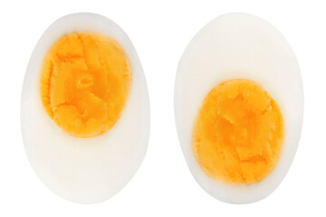 Sliced eggs on an isolated white background.