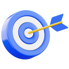 Target achievement icon arrow target business symbol dartboard concept 3d render illustration isolated on transparent background