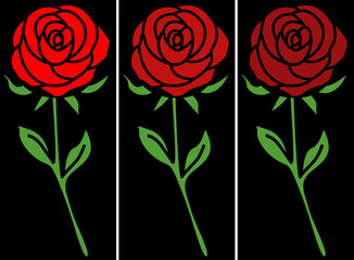 Black base Red Roses flowers  layered file svg vector cut file cricut silhouette design for t-shirt book shop car decoration sticker etc 