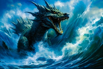 a sea dragon comes roaring out of the water