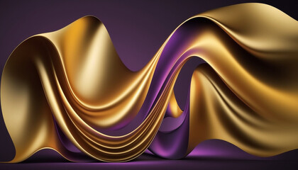 An abstract background featuring a vibrant 3D wave with a bright gold and purple gradient. This captivating design is visually stunning and adds a dynamic touch to any project