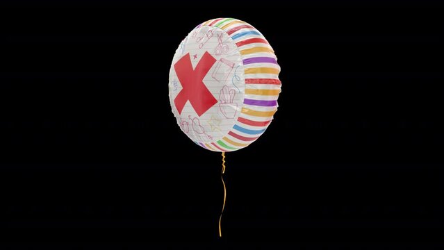 Helium Balloon With Letter - X. Loop Animation With Alpha Channel Prores4444.